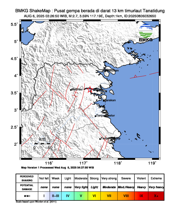Shakemap Gempa