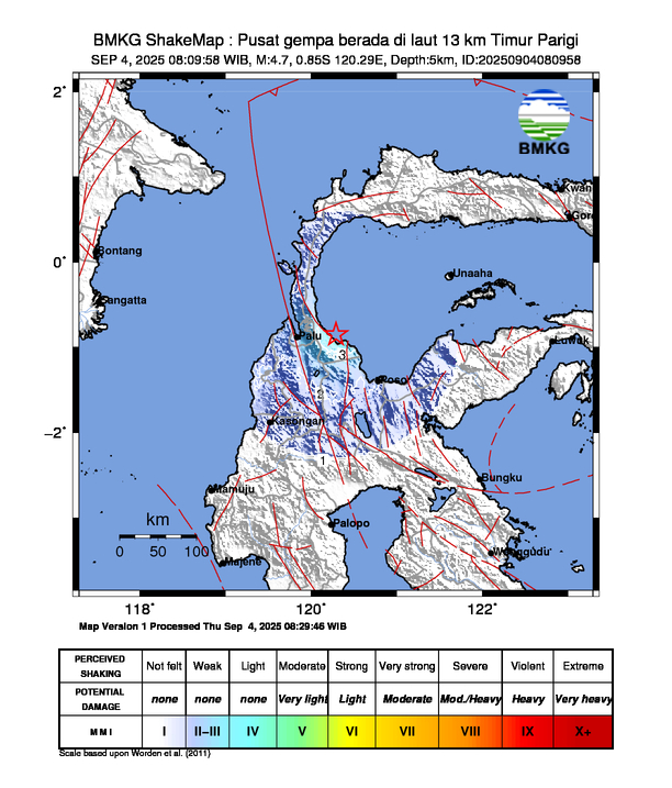 Shakemap Gempa