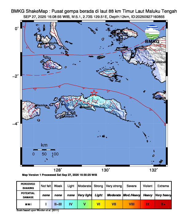 Shakemap Gempa