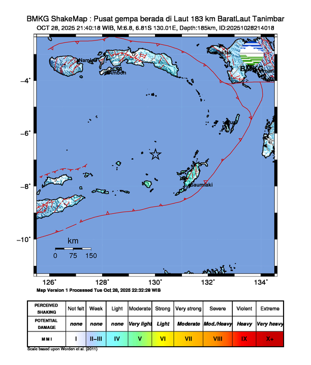 Shakemap 28 Okt 2025