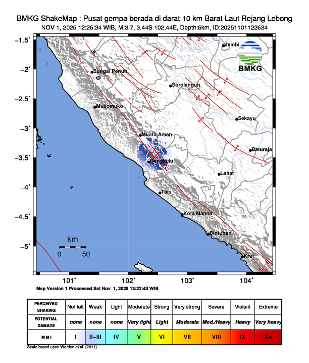 Shakemap Gempa