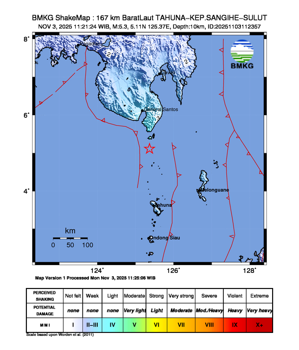 Shakemap Gempa