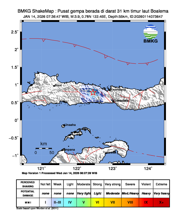 Peta Guncangan Gempabumi