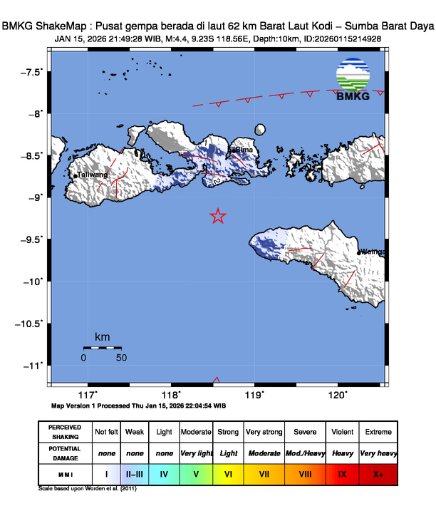 Peta Guncangan Gempabumi