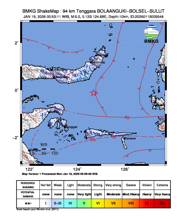 Peta Guncangan Gempabumi