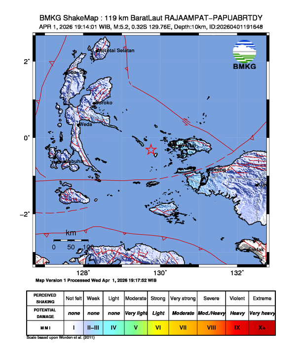 Shakemap Gempa