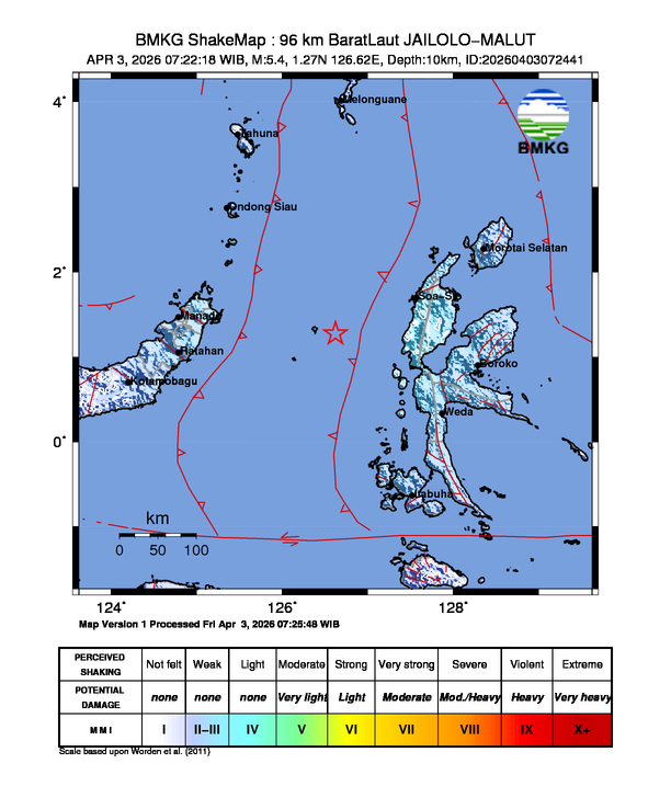 Shakemap gempa M5.4 JAILOLO-MALUT