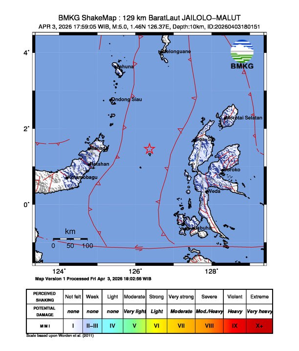 Shakemap gempa M5 JAILOLO-MALUT