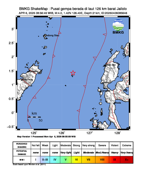 Shakemap Gempa