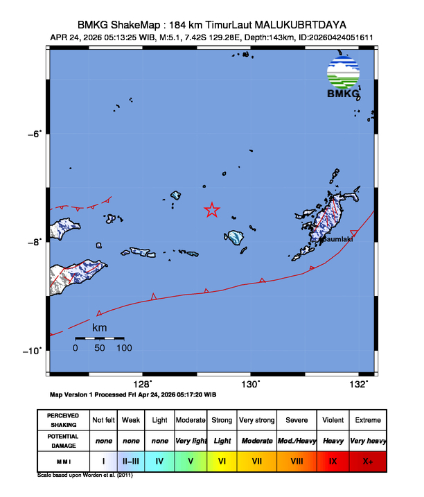 Shakemap gempa M5.1 MALUKUBRTDAYA