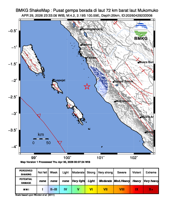 Shakemap Gempa