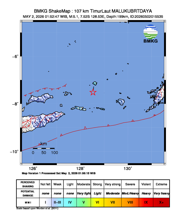 Shakemap gempa M5.1 MALUKUBRTDAYA