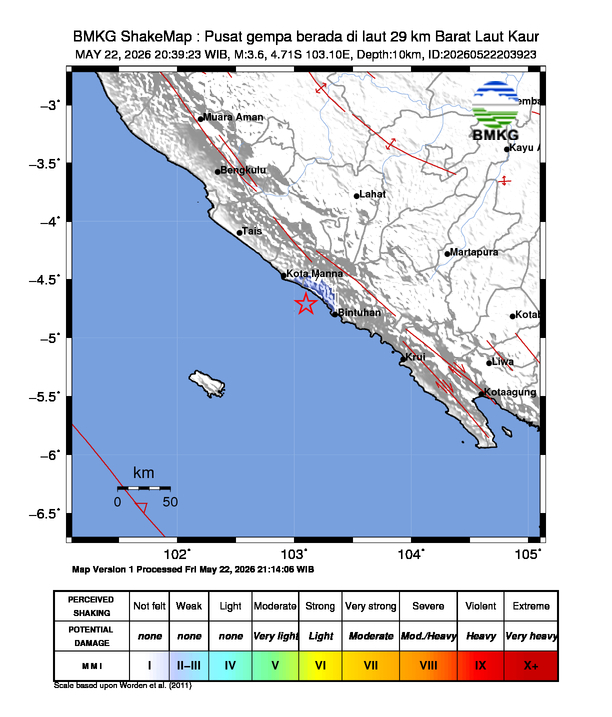 Shakemap Gempa