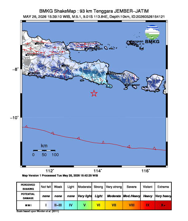 Gempa M5.1 Guncang Kabupaten Jember, Jawa Timur 8 Shakemap gempa M5.1 Kabupaten Jember, Jawa Timur