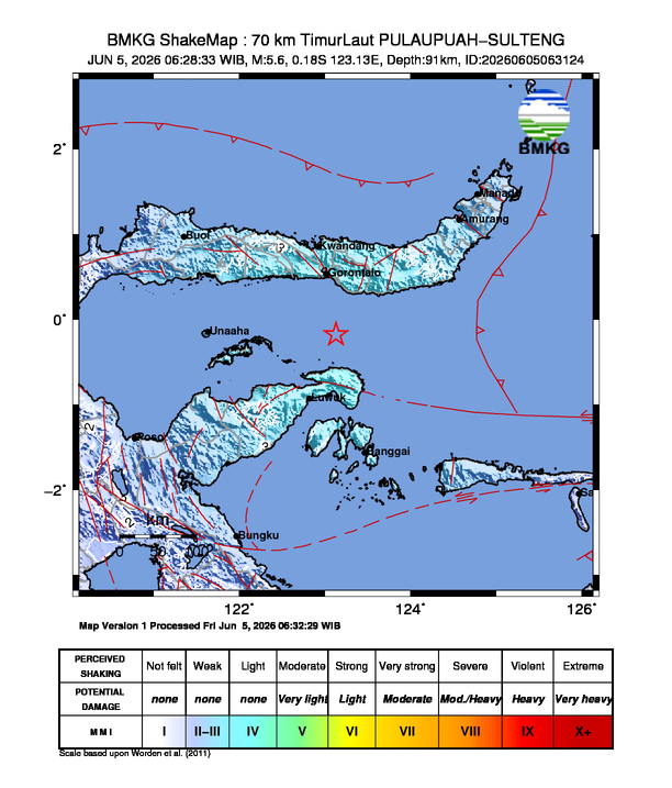 Shakemap gempa M5.6 PULAUPUAH-SULTENG