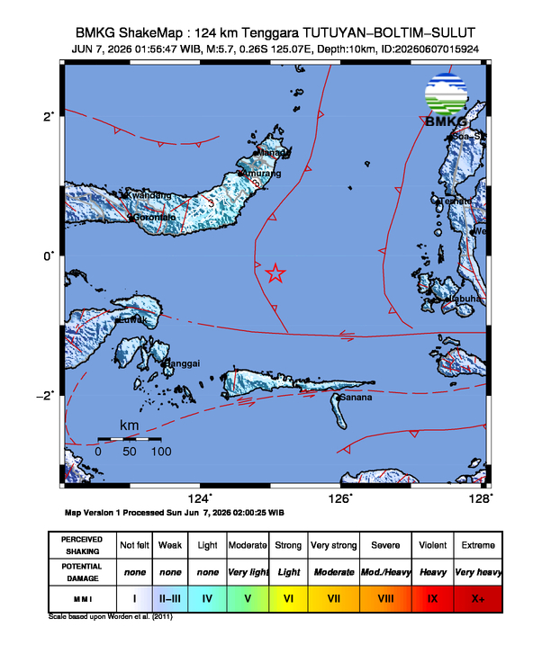 Gempa M5.7 Guncang TUTUYAN-BOLTIM-SULUT 8 Shakemap gempa M5.7 TUTUYAN-BOLTIM-SULUT