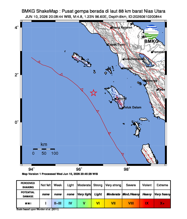 Gempa M4.8 Guncang Nias Utara 8 Shakemap gempa M4.8 Nias Utara