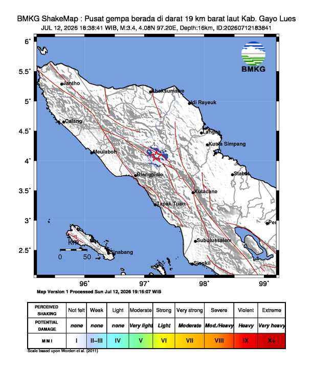 Shakemap Gempa