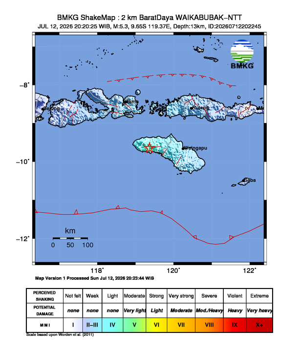 Gempa M5.3 Guncang WAIKABUBAK-NTT 8 Shakemap gempa M5.3 WAIKABUBAK-NTT