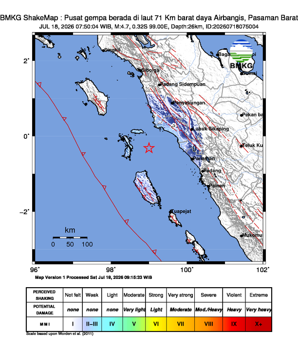 Gempa M4.7 Guncang Kabupaten Pasaman, Sumatera Barat 8 Shakemap gempa M4.7 Kabupaten Pasaman, Sumatera Barat