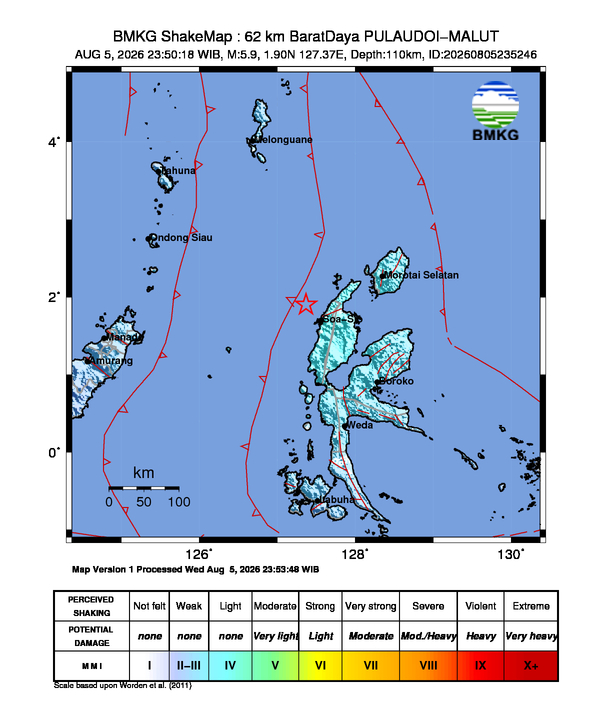 Gempa M5.9 Guncang PULAUDOI-MALUT 8 Shakemap gempa M5.9 PULAUDOI-MALUT