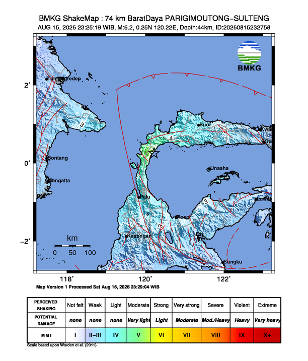 BREAKING: Gempa M6.2 Guncang PARIGIMOUTONG-SULTENG 8 Shakemap gempa M6.2 PARIGIMOUTONG-SULTENG
