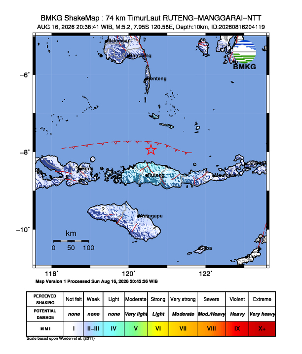 Gempa M5.2 Guncang RUTENG-MANGGARAI-NTT 8 Shakemap gempa M5.2 RUTENG-MANGGARAI-NTT