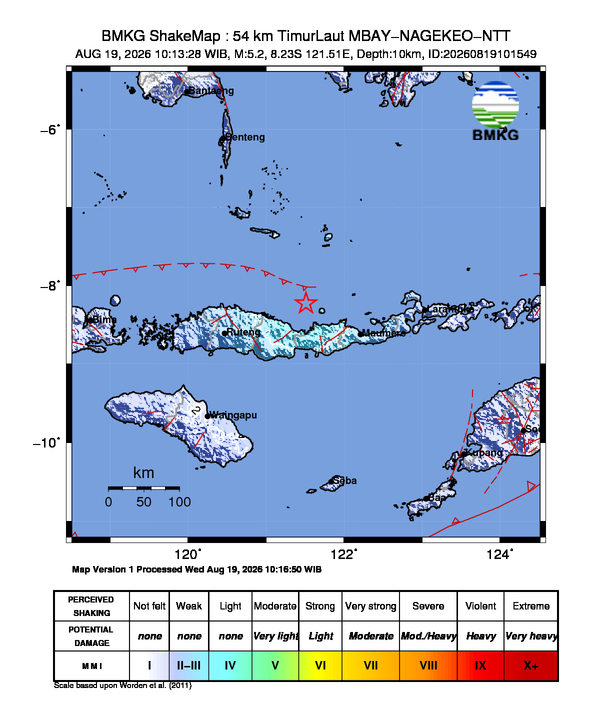 Gempa M5.2 Guncang MBAY-NAGEKEO-NTT 8 Shakemap gempa M5.2 MBAY-NAGEKEO-NTT