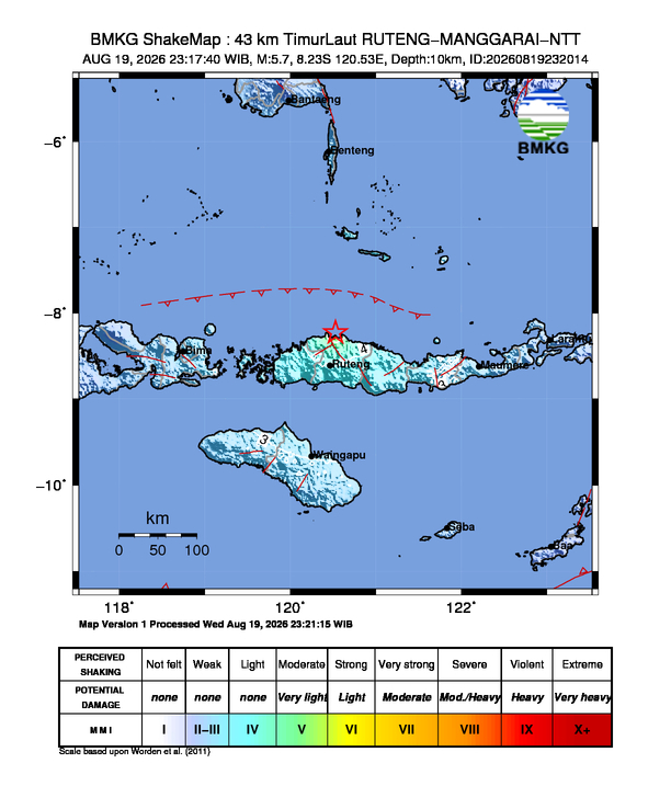 Gempa M5.7 Guncang RUTENG-MANGGARAI-NTT 8 Shakemap gempa M5.7 RUTENG-MANGGARAI-NTT