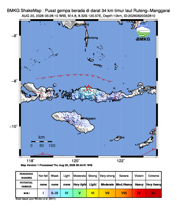 Gempa M4.8 Guncang Ruteng-Manggarai 8 Shakemap gempa M4.8 Ruteng-Manggarai