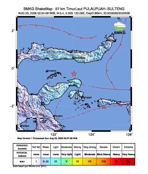 Gempa M5.4 Guncang PULAUPUAH-SULTENG 8 Shakemap gempa M5.4 PULAUPUAH-SULTENG