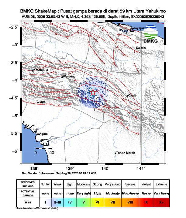 Peta guncangan (shakemap) gempa