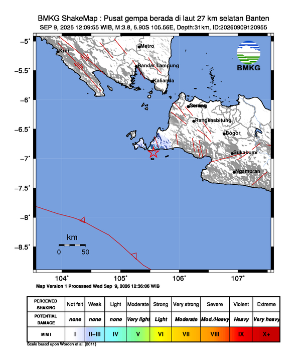 Peta guncangan (shakemap) gempa