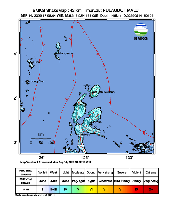 BREAKING: Gempa M6.2 Guncang PULAUDOI-MALUT 8 Shakemap gempa M6.2 PULAUDOI-MALUT